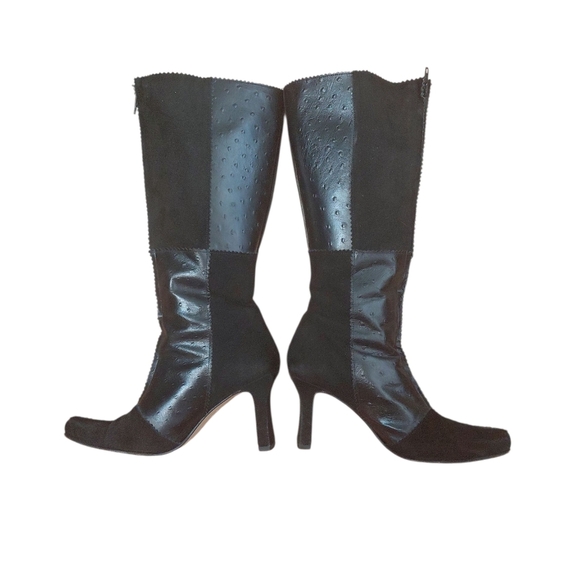 COUP D’ETAT Black Leather And Suede High Heeled Boots Size 5 - Picture 7 of 10